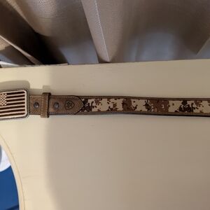 COPY - Ariat Brown and Tan Belt with Floral Motifs